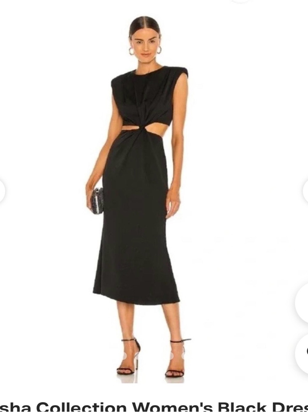Sleek Black Cutout Twist-Front Midi Dress